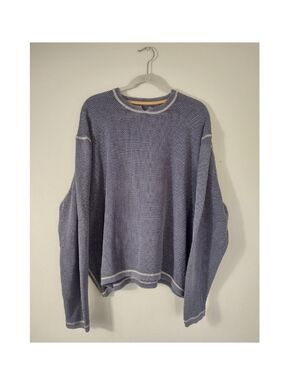 32 Bar Blues Textured Knit Crewneck Relaxed Long Sleeve Pullover Shirt XXL